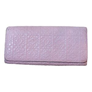 Loewe Pink Anagram Embossed Leather Long Wallet Snap Closure Made in Spain